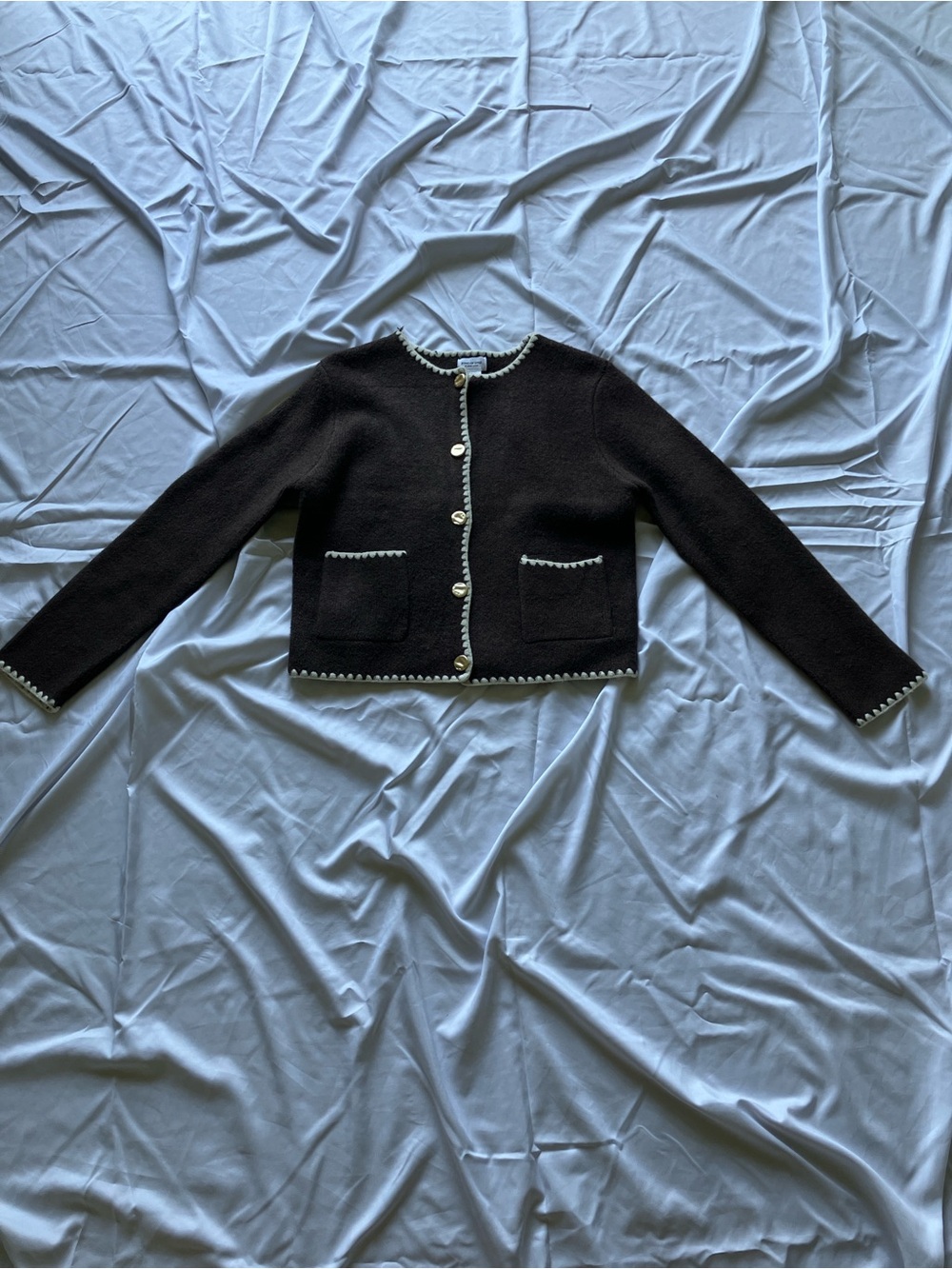 Song of Style Black and Cream Trim Top with Gold Tag
